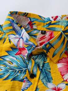 Manfinity Áo sơ mi Nam Nút phía trước Hoa Nhiệt đới Kỳ nghỉ - Nhiều màu - Xem 3