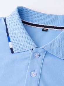 Manfinity Homme Men Contrast Trim Polo Shirt - Blue - View 5