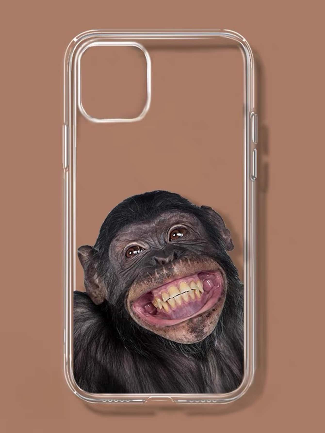 Chimpanzees Pattern Clear Phone Case - Multicolor - View 1