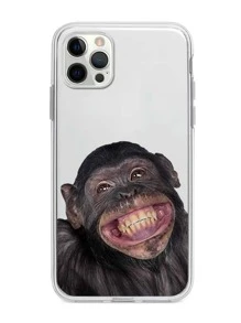 Chimpanzees Pattern Clear Phone Case - Multicolor - View 3