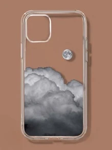 Moon & Clouds Clear Phone Case - Multicolor - View 1