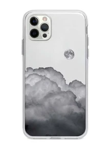 Moon & Clouds Clear Phone Case - Multicolor - View 3