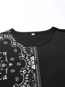 Manfinity Men Paisley Scarf Print Tee - Black - View 3