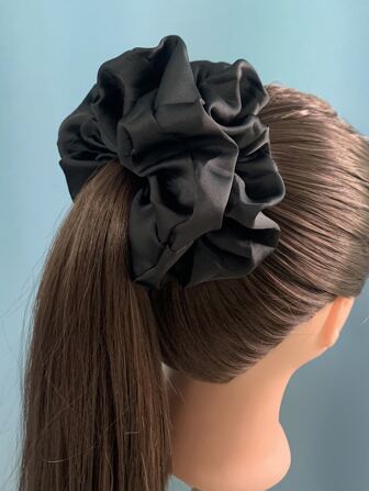 1個 レディース 布製ヘアアクセサリー 無地サテン&シフォンヘアスクランチー、シンプルなファッションヘアタイ カジュアル、ヘアアクセサリー、スクランチーヘアタイ スクランチー ポニーテール