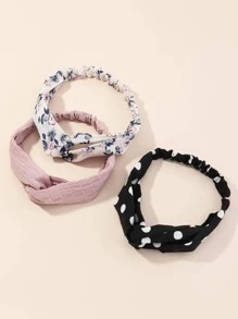 3 Phụ Kiện Tóc Nữ, Băng Đô In Chữ Thập Đơn Giản Và Tươi Mát Thích Hợp Để Đeo Hàng Ngày - Nhiều màu - Xem 1