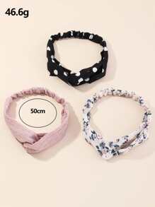 3 Phụ Kiện Tóc Nữ, Băng Đô In Chữ Thập Đơn Giản Và Tươi Mát Thích Hợp Để Đeo Hàng Ngày - Nhiều màu - Xem 3
