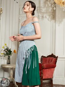 ALF Studio Knot Detail Pleated Panel Gingham Cami Dress - Multicolor - View 5