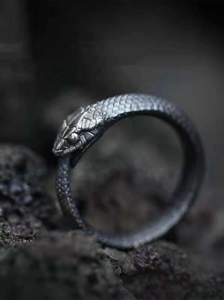 1 pieza Anillo de serpiente elegante y animado, adecuado para uso diario - Negro - Añade 9