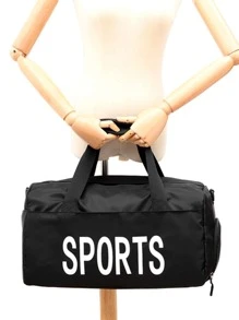 MINGHONG 3入組套旅行包零錢包字母圖案尼龍書包套裝大學包套裝高中生研究生大學新生大二學生通勤、戶外、徒步旅行 - 黑色 - 查看 2