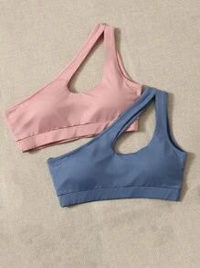 Easithlete 4 piezas Sujetador deportivo soporte medio con abertura de un hombro - Multicolor - Ver 3