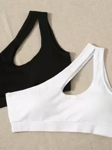 Easithlete 4 piezas Sujetador deportivo soporte medio con abertura de un hombro - Multicolor - Ver 5