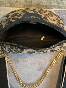 Y2k Style Chain & Leopard Print Retro Shoulder Strap Waist Bag With Distressed Details, Leopard Print Bag, Animal Print Women Bag, Fall Winter Fashionable Cheetah Print Purse For Women , Leopard Cheetah Print - Multicolor - View 5