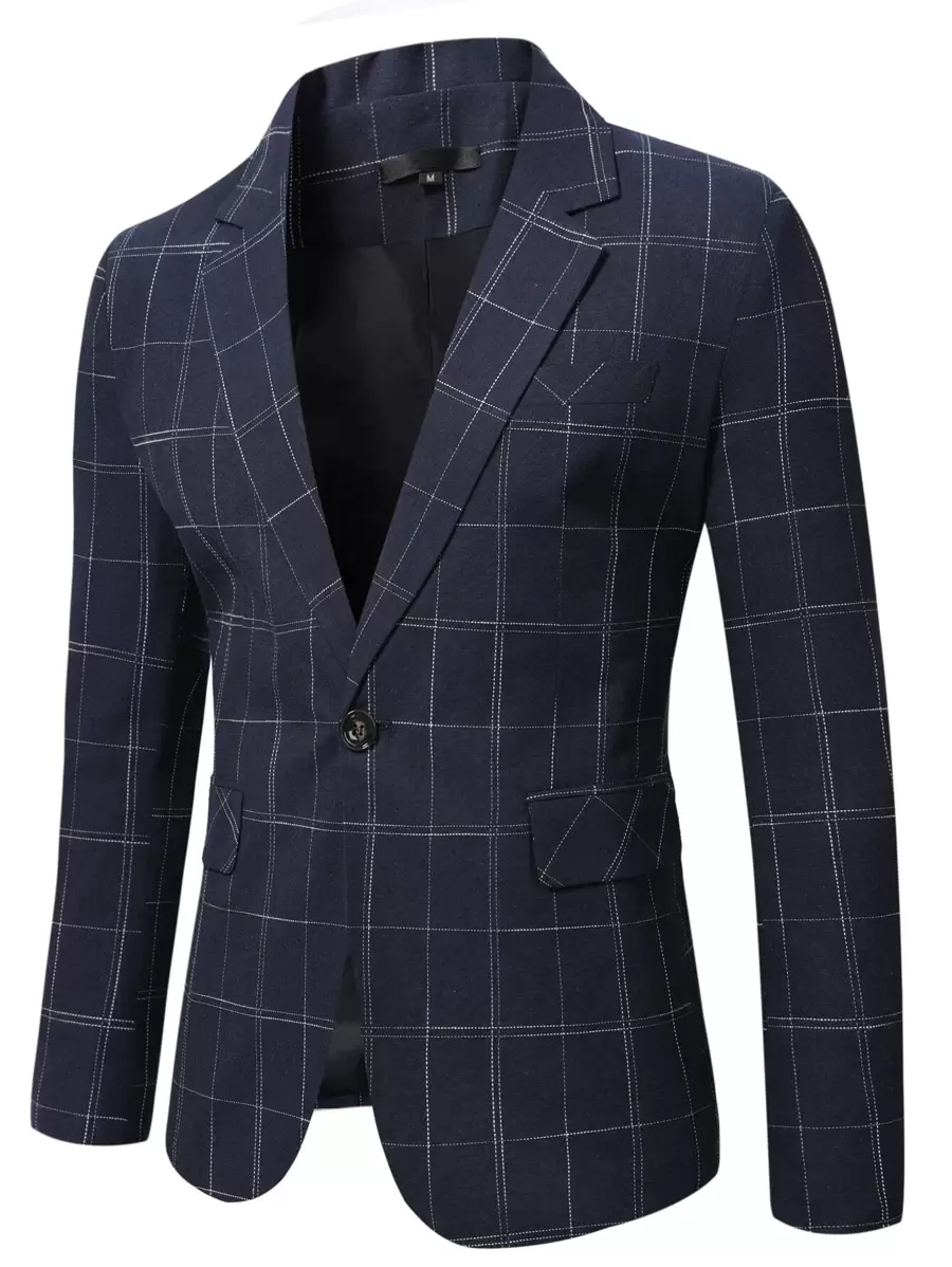 Manfinity Mode Hombres Blazer de cuadros con botón