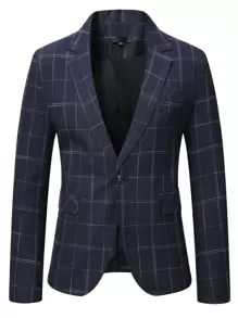 Manfinity Mode Hombres Blazer de cuadros con botón