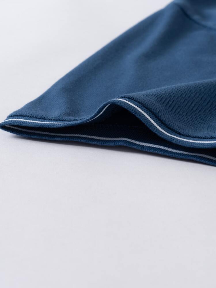 Manfinity Homme Men Contrast Trim Polo Shirt - Navy Blue - View 3