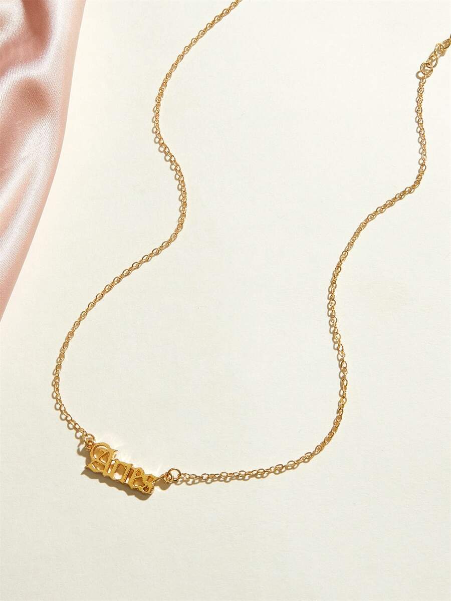 1pc Aries Charm Necklace - Yellow Gold - View 1
