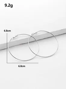 1 Pair Exaggerated Minimalist Geometric Hoop Earrings, European And American Style - Silver - View 3