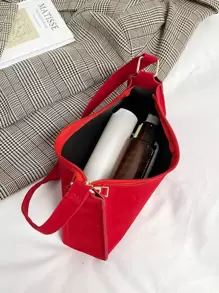 Vintage Red Leather Perry Ellis Portfolio Shoulder Bag Waterproof,Lightweight,Business Casual Minimalist Zip Bag For Teen Girls Women College Students,Rookies & White-Collar Workers Perfect For Office,College,Work ,Business,Commute,Outdoors, Travel, Outings - Red - View 8