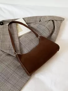 仿麂皮極簡風格法棍包 - 咖啡棕 - 查看 1