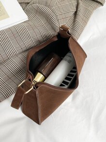 仿麂皮極簡風格法棍包 - 咖啡棕 - 查看 8
