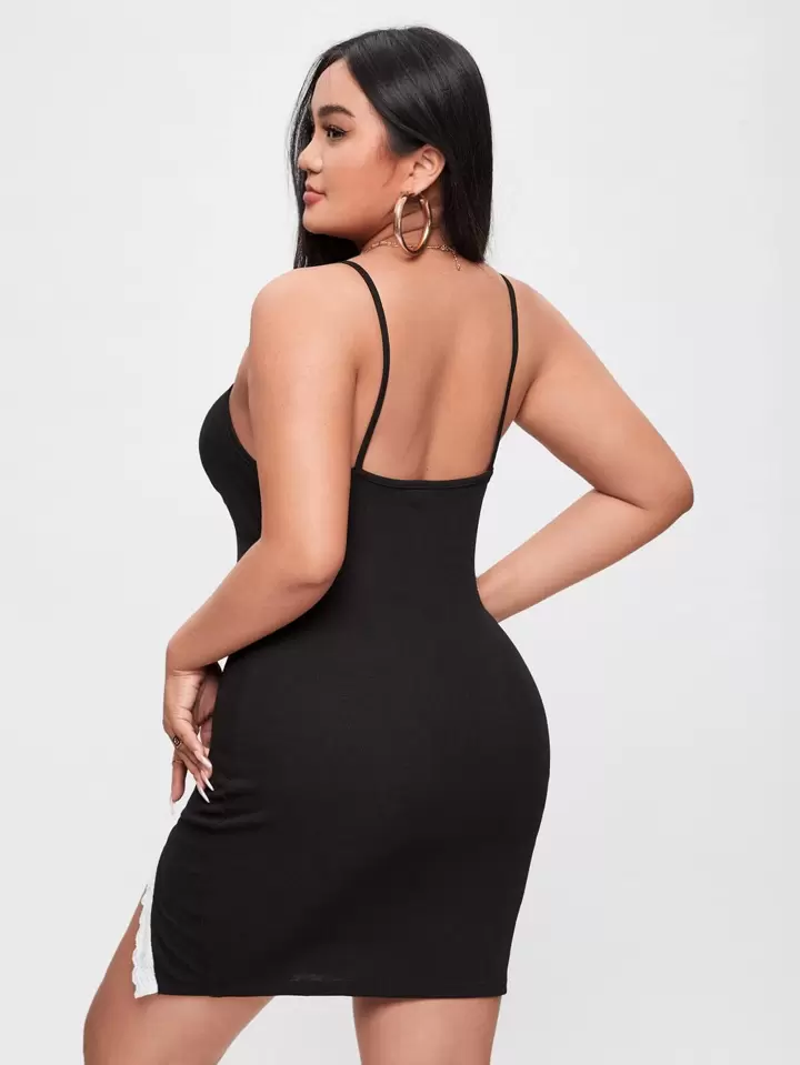 lace trim bodycon dress Plunging V Lace Bodycon Mini | Built-In Shapewear