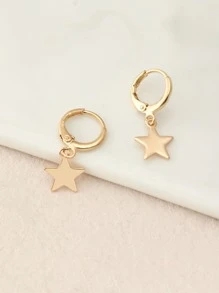 Star Decor Drop Earrings - Yellow Gold - View 2
