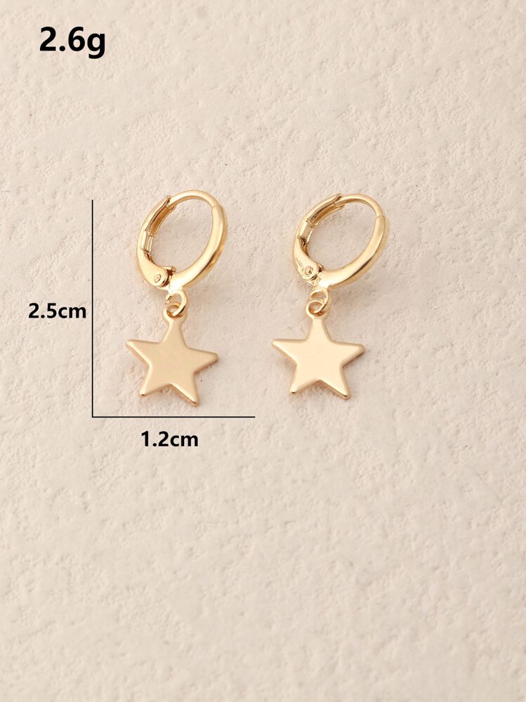 Pendientes largos con diseño de estrella - Amarillo Oro - Añade 4