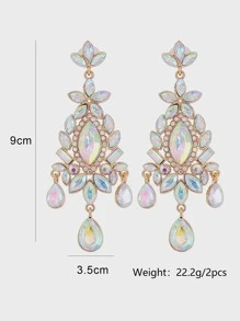 juran Rhinestone Water Drop Earrings - Multicolor - View 3