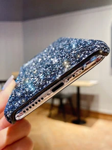 Glitter Sequin Decor Phone Case Compatible With IPhone 11,IPhone 13,IPhone 14 Pro Max - Black - View 4