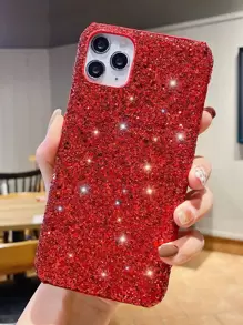 金屬亮絲亮片裝飾手機外殼 - 紅色 - 查看 1