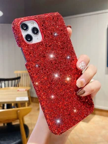 金屬亮絲亮片裝飾手機外殼 - 紅色 - 查看 2