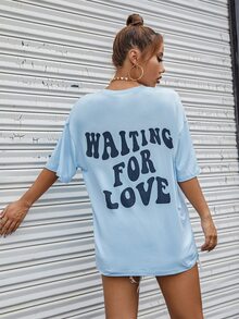 Áo thun nữ Slogan Giải trí - Màu xanh nhạt - Xem 4