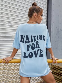 Áo thun nữ Slogan Giải trí - Màu xanh nhạt - Xem 5