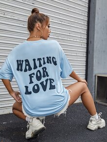 Áo thun nữ Slogan Giải trí - Màu xanh nhạt - Xem 6