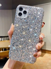 Funda para móvil brillante con lentejuelas - Plateado - Ver 1