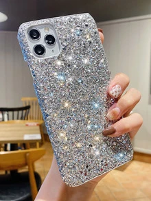 Funda para móvil brillante con lentejuelas - Plateado - Ver 2