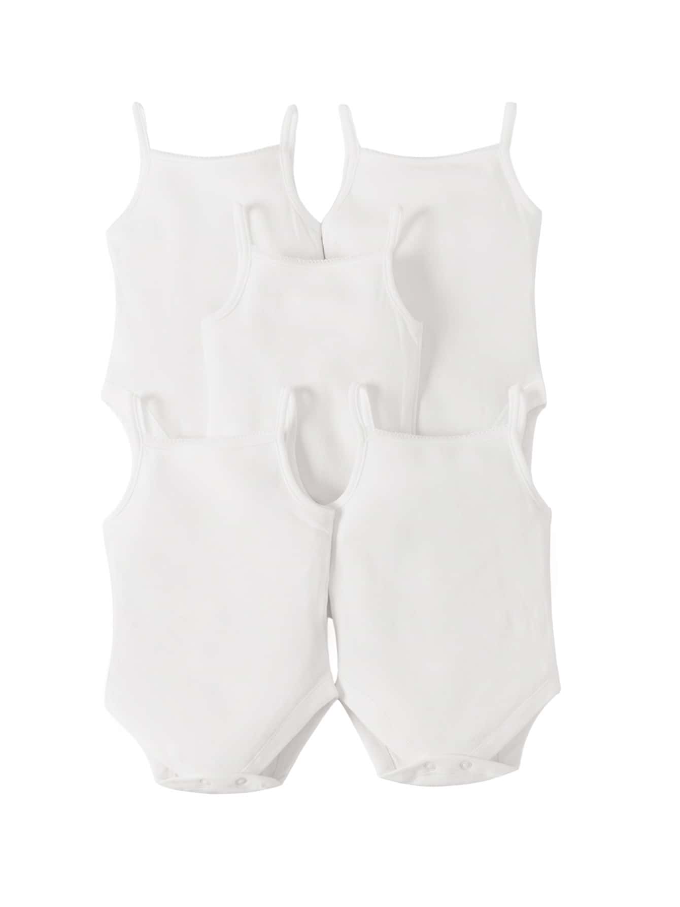 Baby 5pcs Solid Cami Bodysuit - White - View 1