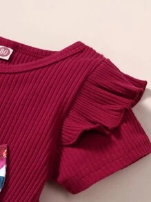 Baby Floral Print Ruffle Trim Bow Front Dress With Headband - Multicolor - View 4