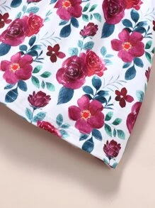 Baby Floral Print Ruffle Trim Bow Front Dress With Headband - Multicolor - View 6