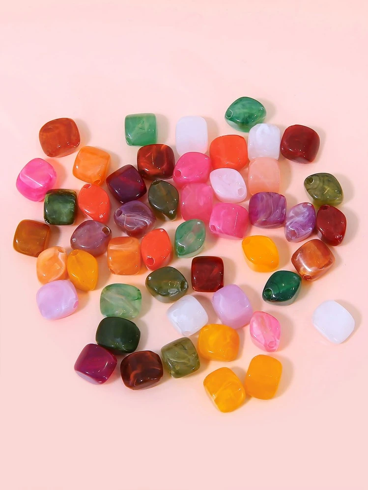 50 pièces Accessoire de bijoux DIY de couleur aléatoire perle - Multicolore - Voir 1