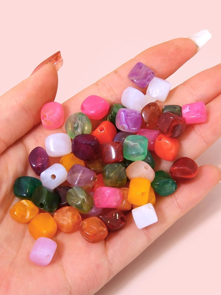 50 pièces Accessoire de bijoux DIY de couleur aléatoire perle - Multicolore - Voir 2