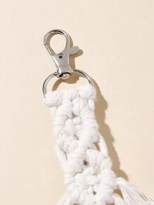 編織流蘇吊墜鑰匙扣 - 白色 - 查看 5