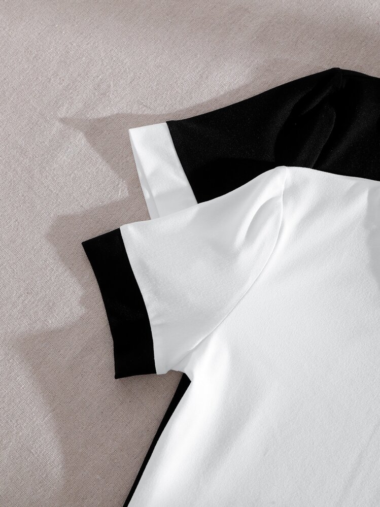 SHEIN Unity 2入組素色滾邊T恤 - 黑與白 - 查看 3