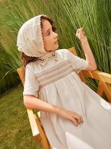 SHEIN Đầm Gái In chữ V Boho - Màu be - Xem 6