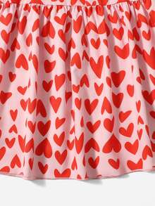 小女童愛心圖案褶邊連衣裙 - 粉色 - 查看 4