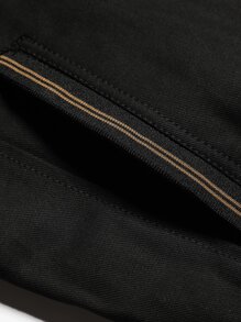 Manfinity Homme Loose Fit Men's Striped Trim Outdoor Windbreaker Jacket With Slant Pockets (Without A Tee) - Black - View 4