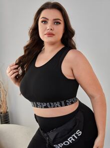 Yoga Sxy Plus High Support Letter Graphic Mesh Insert Sports Bra - Black - View 3