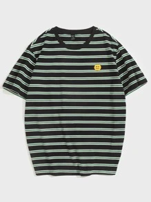 Manfinity VCAY 男士卡通貼布條紋圖案上衣 - 彩色 - 查看 1