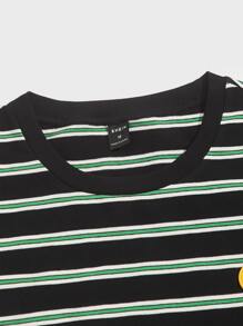 Manfinity VCAY 男士卡通貼布條紋圖案上衣 - 彩色 - 查看 3