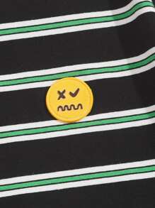 Manfinity VCAY 男士卡通貼布條紋圖案上衣 - 彩色 - 查看 4